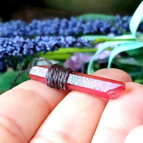 Dainty Aura Quartz Crystal Point Pendant Necklace 24" Minimalist Boho - Picture 4 of 4